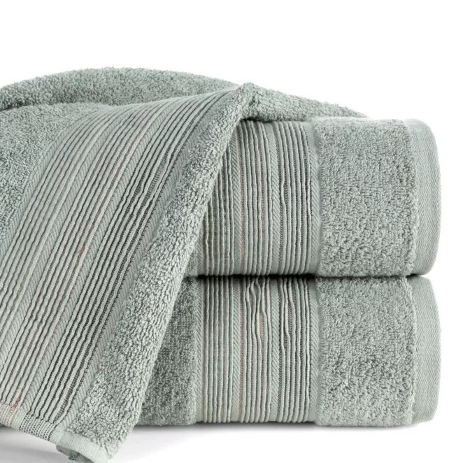 Ręcznik kąpielowy 50x90 cm bawełniany kolor miętowy w poziome paseczki 500 g/m2 VERANO