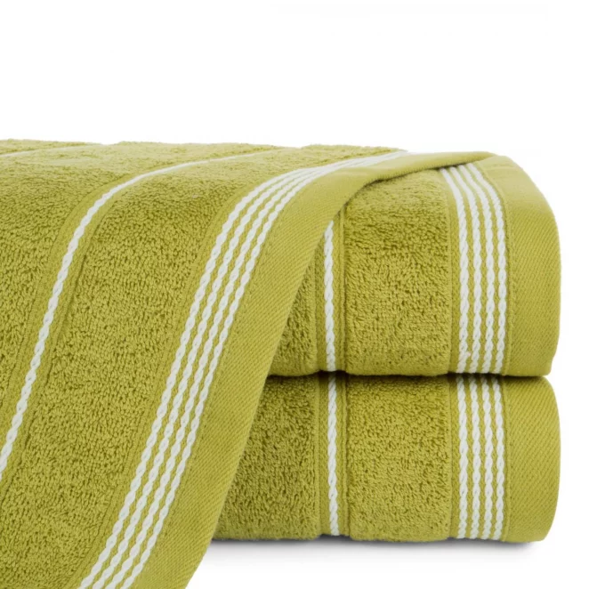 Ręcznik kąpielowy 50x90 cm bawełniany kolor oliwkowy ze stębnowaną bordiurą 500 g/m2 MIRA