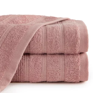 Ręcznik kąpielowy 50x90 cm bawełniany kolor pudrowy w błyszczące paseczki AMIRA