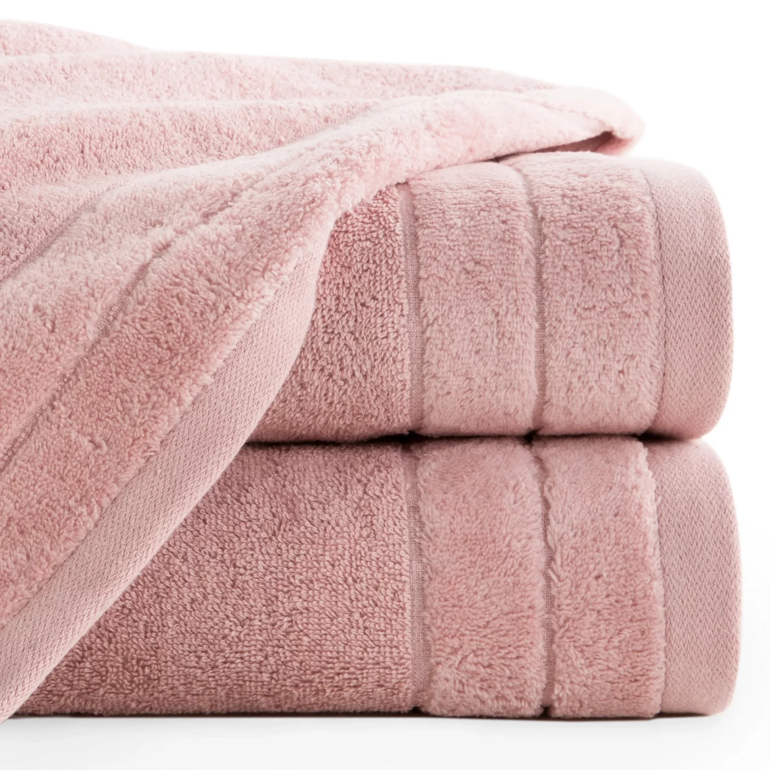 Ręcznik kąpielowy 50x90 cm bawełniany kolor pudrowy z welwetową bordiurą 500 g/m2 DAMLA