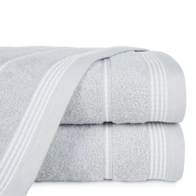 Ręcznik kąpielowy 50x90 cm bawełniany kolor srebrny ze stębnowaną bordiurą 500 g/m2 MIRA