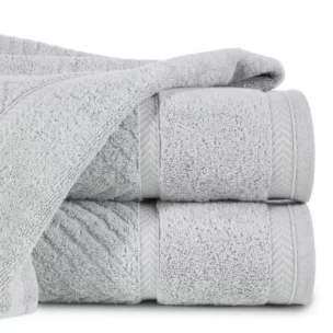Ręcznik kąpielowy 50x90 cm bawełniany kolor srebrny ze wzorem zygzaka 500 g/m2 KALIA Reina Line