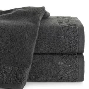 Ręcznik kąpielowy 50x90 cm bawełniany kolor stalowy z ozdobną błyszczącą bordiurą 500 g/m2 MARGO