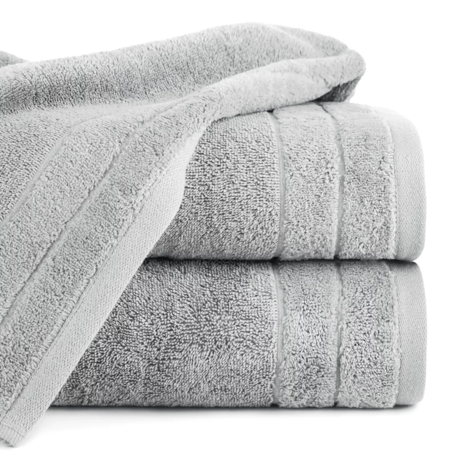 Ręcznik kąpielowy 50x90 cm bawełniany kolor stalowy z welwetową bordiurą 500 g/m2 DAMLA