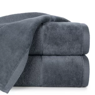 Ręcznik kąpielowy 50x90 cm bawełniany kolor stalowy zdobiony welwetową bordiurą  500 g/m2 FERO