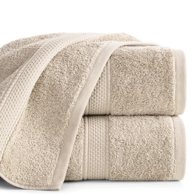 Ręcznik kąpielowy 50x90 cm z bawełny egipskiej kolor beżowy z ozdobną bordiura 600 g/m2 MINDY - Eurofirany Premium