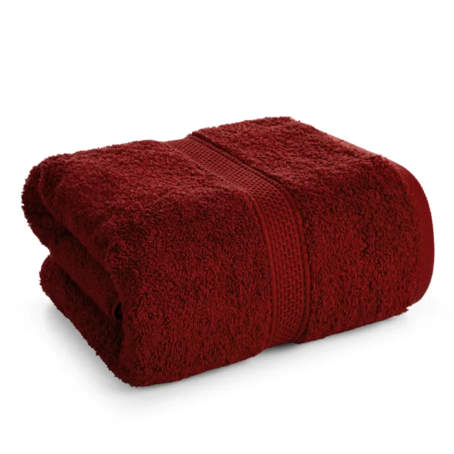 Ręcznik kąpielowy 50x90 cm z bawełny egipskiej kolor bordowy z ozdobną bordiura 600 g/m2 MINDY - Eurofirany Premium