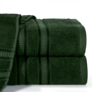 Ręcznik kąpielowy 70x140 cm bambusowy kolor butelkowozielony zdobiony bordiurą w pasy 500 g/m2 MILA