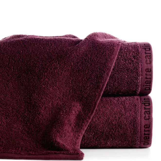 Ręcznik kąpielowy 70x140 cm bawełniany kolor burgundowy z żakardową bordiurą 430 g/m2 EVI Pierre Cardin