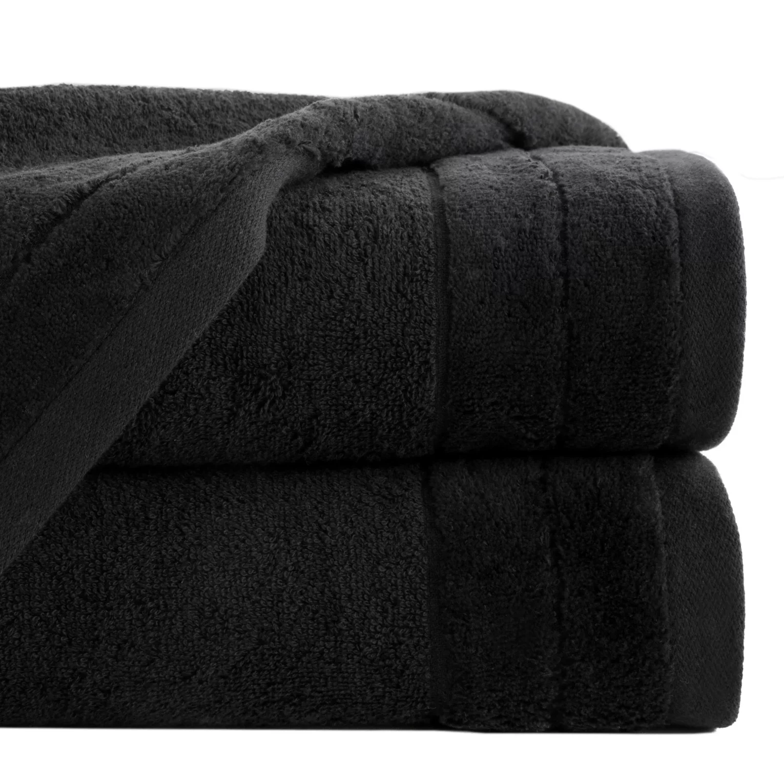 Ręcznik kąpielowy 70x140 cm bawełniany kolor czarny z welwetową bordiurą 500 g/m2 DAMLA