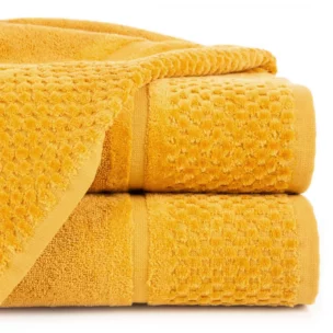 Ręcznik kąpielowy 70x140 cm bawełniany kolor musztardowy z efektowną bordiurą 550 g/m2 IBIZA