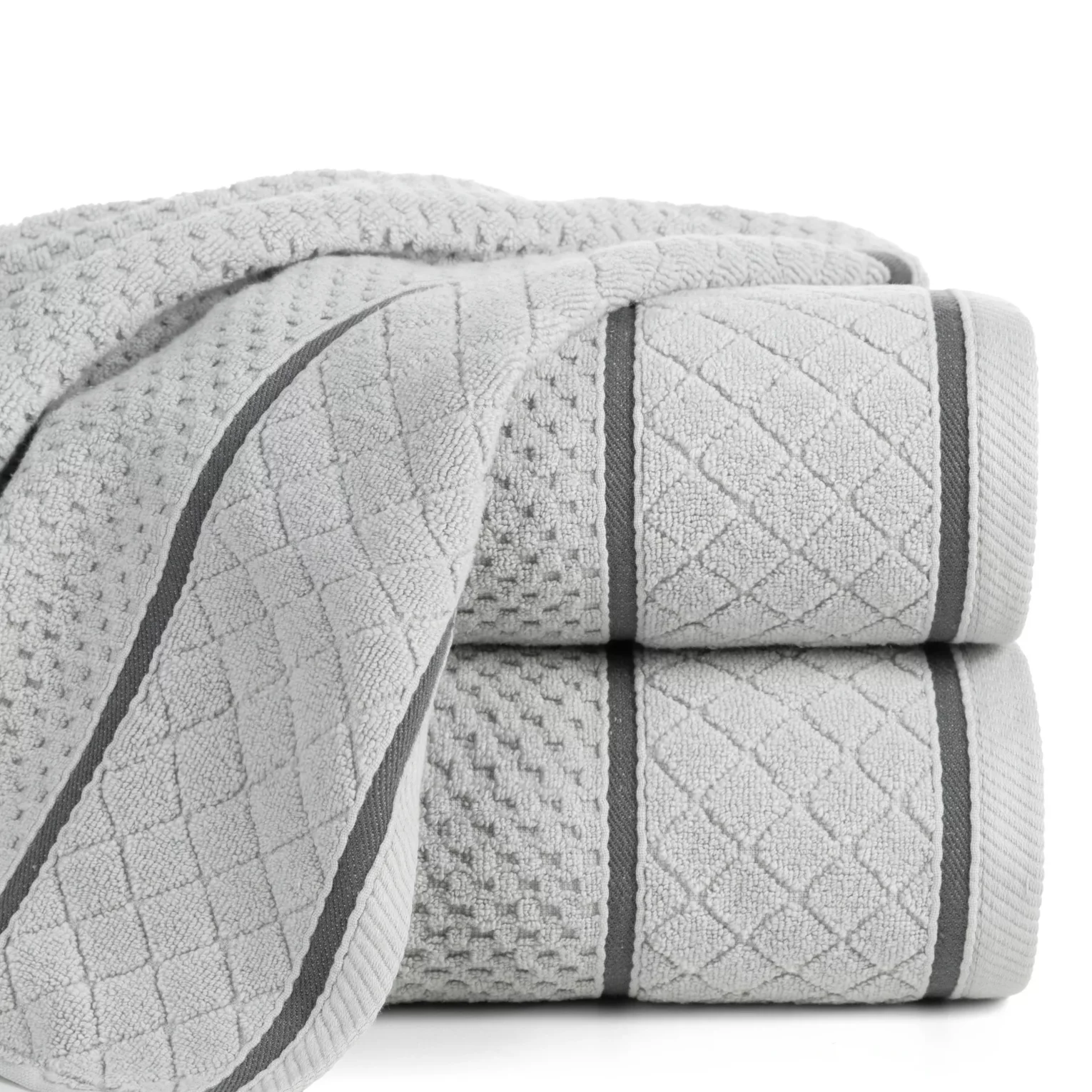 Ręcznik kąpielowy 70x140 cm bawełniany zero twist srebrny o ryżowej strukturze 550 g/m2 FAVORI