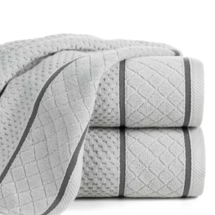 Ręcznik kąpielowy 70x140 cm bawełniany zero twist srebrny o ryżowej strukturze 550 g/m2 FAVORI