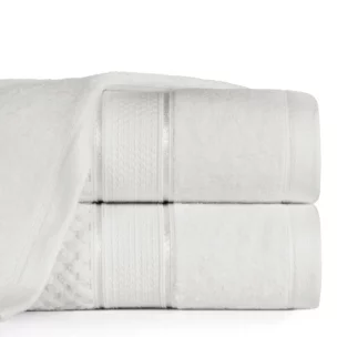 Ręcznik kąpielowy 90x150 cm bawełniany kolor biały z welwetową bordiurą 500 g/m2 JESSI
