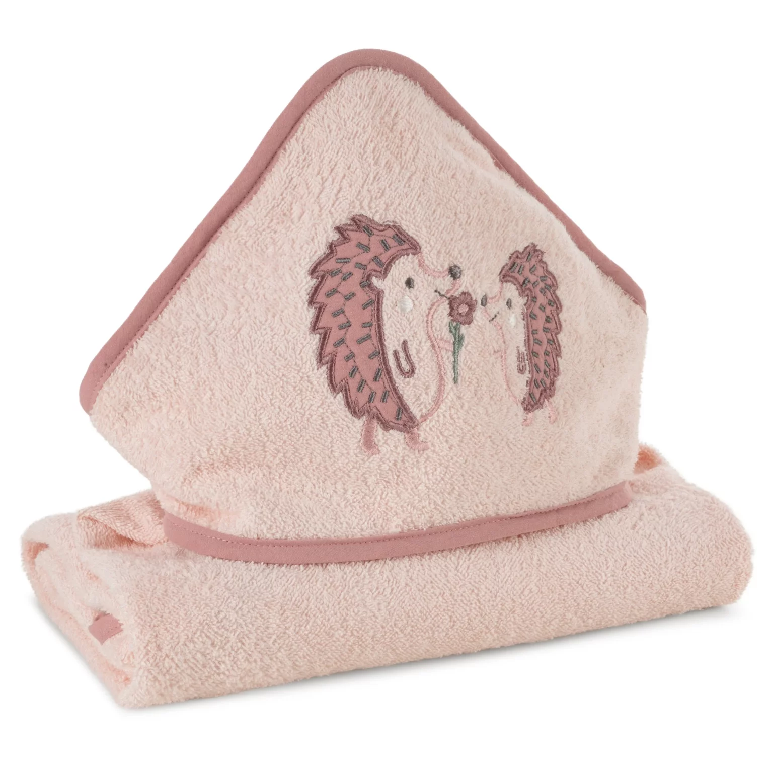 Ręcznik kąpielowy dziecięcy 100x100 cm bawełniany kolor różowy 350g/m2 z kapturem BABY 68