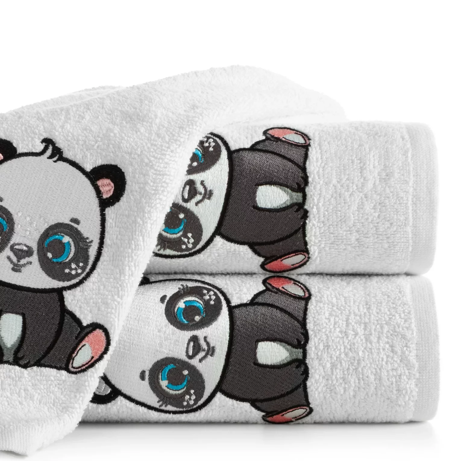 Ręcznik kąpielowy dziecięcy 50x90 cm bawełniany kolor biały z aplikacją pandy 450 g/m2 BABY 73 Eurofirany