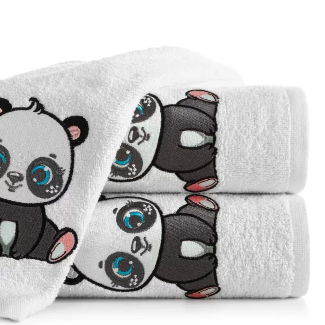 Ręcznik kąpielowy dziecięcy 50x90 cm bawełniany kolor biały z aplikacją pandy 450 g/m2 BABY 73 Eurofirany