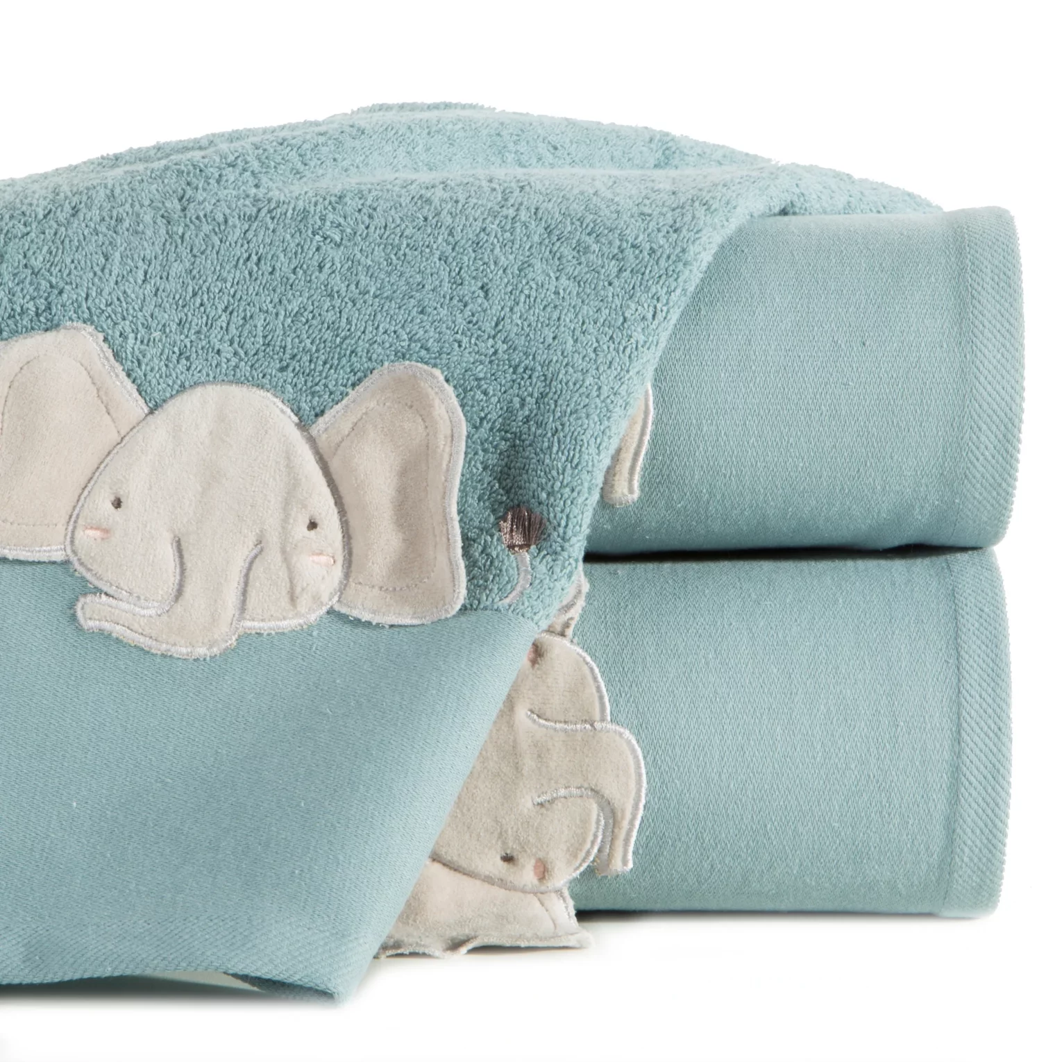 Ręcznik kąpielowy dziecięcy 50x90 cm bawełniany kolor niebieski z aplikacją słonika 480 g/m2 BABY 59