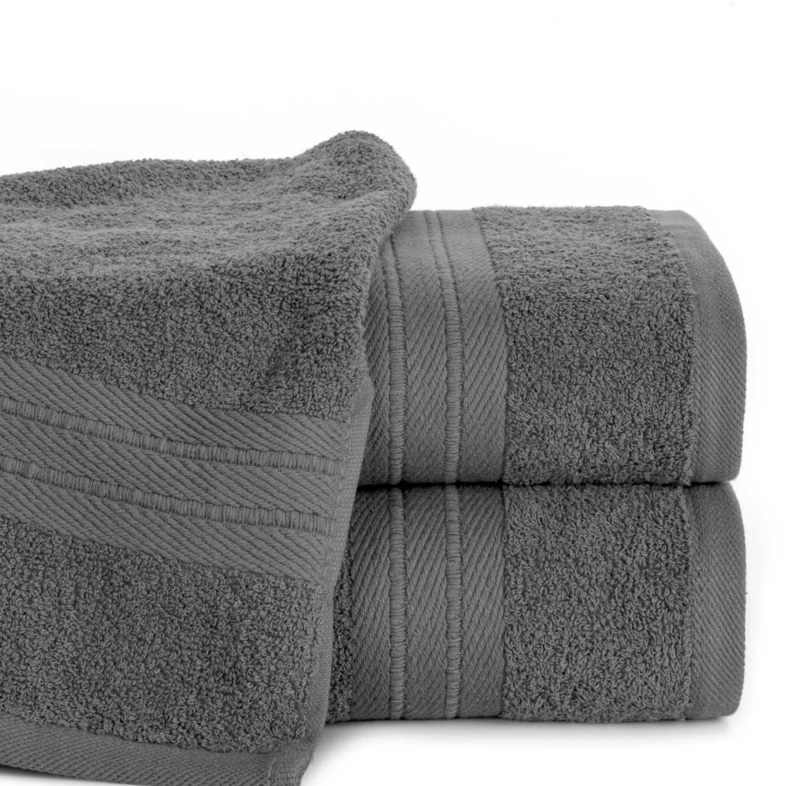 Ręcznik do rąk 30x50 cm bawełniany kolor stalowy z żakardową bordiurą 500 g/m2 KAYA