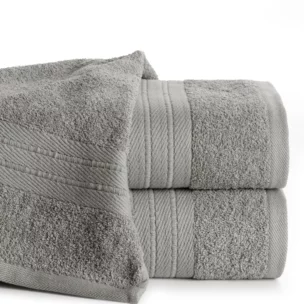 Ręcznik do rąk 30x50 cm bawełniany kolor srebrny z żakardową bordiurą 500 g/m2 KAYA