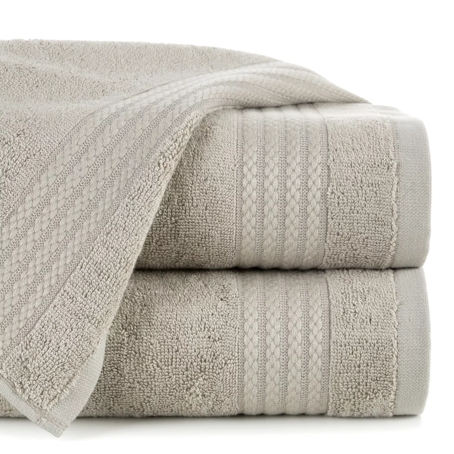 Ręcznik do rąk 30x50 cm bawełniany kolor beżowy zdobiony błyszczącą bordiurą 550 g/m2 LARIS