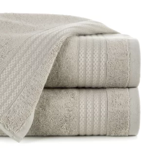 Ręcznik do rąk 30x50 cm bawełniany kolor beżowy zdobiony błyszczącą bordiurą 550 g/m2 LARIS