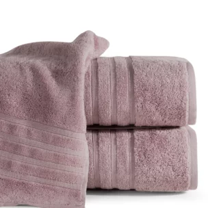 Ręcznik kąpielowy 50x90 cm bawełniany kolor różowy z bawełny egipskiej zdobiony pasami 500 g/m2 LAVIN