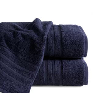 Ręcznik kąpielowy 50x90 cm bawełniany kolor granatowy z bawełny egipskiej zdobiony pasami 500 g/m2 LAVIN