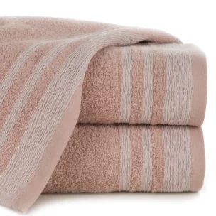 Ręcznik kąpielowy 50x90 cm bawełniany kolor pudrowy róż z ozdobną bordiurą 500 g/m2 MERY