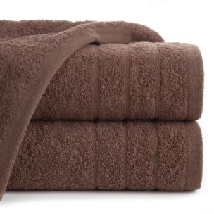 Ręcznik kąpielowy 50x90 cm bawełniany kolor brązowy w formie trzech tkanych paseczków 500 g/m2 RENI