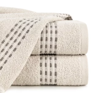 Ręcznik do rąk 30x50 cm bawełniany kolor beżowy z przeplataną bordiurą 500 g/m2 RIVA