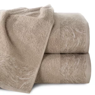 Ręcznik kąpielowy 50x90 cm bawełniany kolor beżowy z żakardową bordiurą 500 g/m2 RUBI