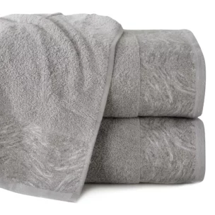 Ręcznik kąpielowy 50x90 cm bawełniany kolor srebrny z żakardową bordiurą 500 g/m2 RUBI