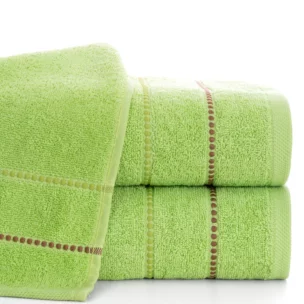 Ręcznik do rąk 30x50 cm bawełniany kolor jasnozielony z kontrastującymi paseczkami 500 g/m2 SUZI