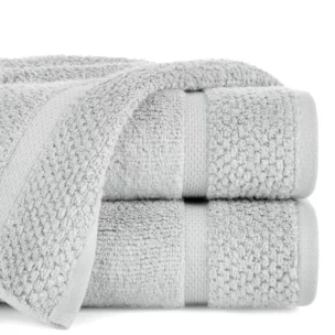 Ręcznik kąpielowy 50x90 cm bawełniany kolor srebrny podkreślony ryżową bordiurą 530 g/m2 VILIA