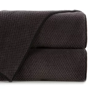 Ręcznik kąpielowy 50x90 cm szybkoschnący z mikrofibry kolor czarny o ryżowej strukturze 280 g/m2 ZOE 1