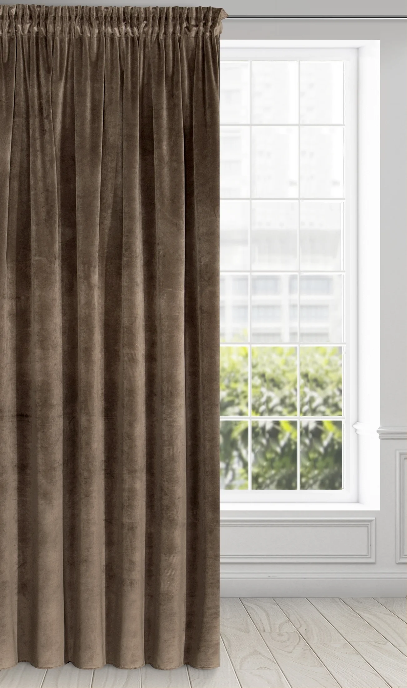 Zasłona brązowa z ekskluzywnego aksamitnego welwetu 290 g/m2 140x270 cm taśma - RIA - Diva Line