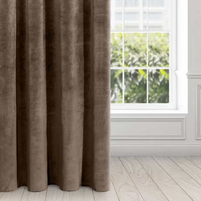 Zasłona brązowa z ekskluzywnego aksamitnego welwetu 290 g/m2 140x250 cm 10 szt. przelotek - RIA - Diva Line
