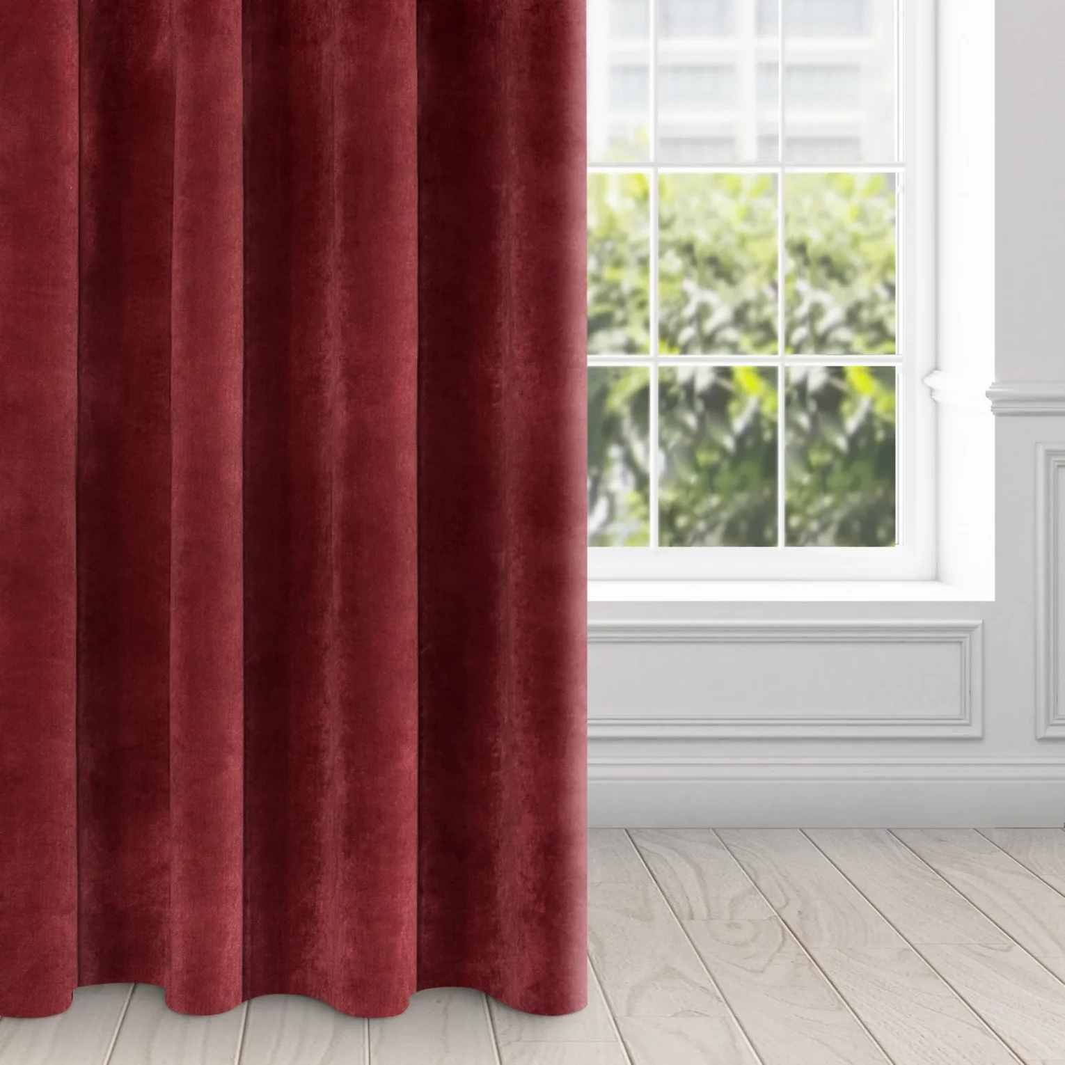 Zasłona ciemnobordowa z ekskluzywnego aksamitnego welwetu 290 g/m2 140x250 cm 10 szt. przelotek - RIA - Diva Line - kolekcja AMAROSA