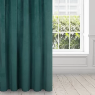 Zasłona ciemnoturkusowa z ekskluzywnego aksamitnego welwetu 290 g/m2 140x270 cm taśma - RIA - Diva Line