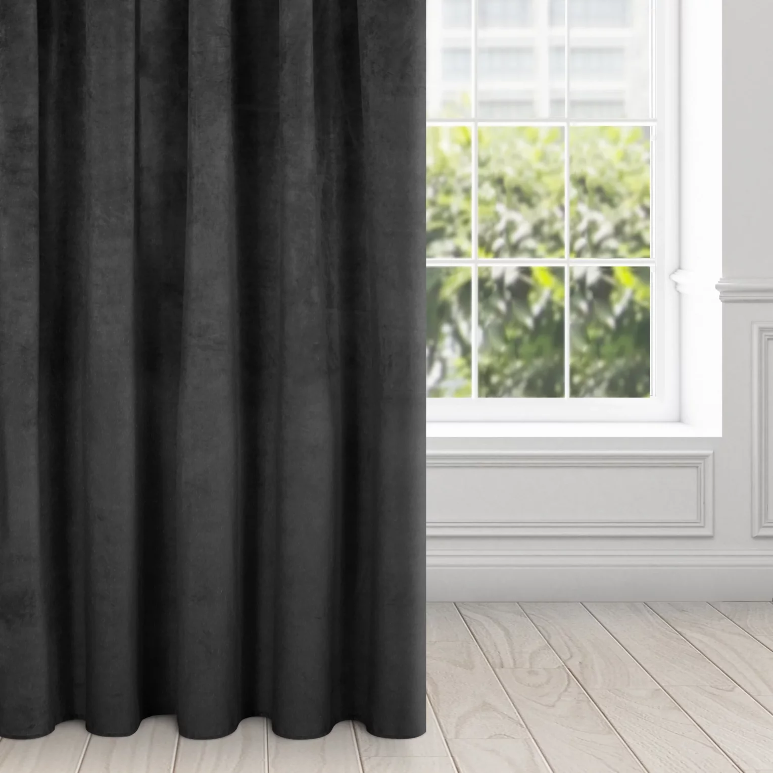 Zasłona czarna z ekskluzywnego aksamitnego welwetu 290 g/m2 140x270 cm taśma - RIA - Diva Line