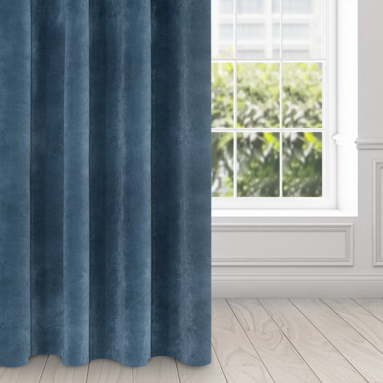 Zasłona granatowa z ekskluzywnego aksamitnego welwetu 290 g/m2 140x250 cm 10 szt. przelotek - RIA - Diva Line
