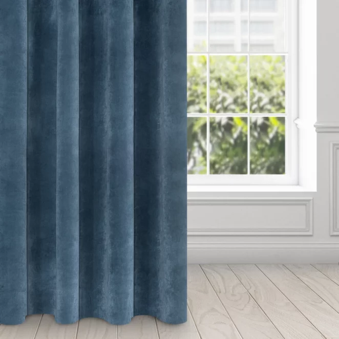 Zasłona granatowa z ekskluzywnego aksamitnego welwetu 290 g/m2 140x250 cm 10 szt. przelotek - RIA - Diva Line
