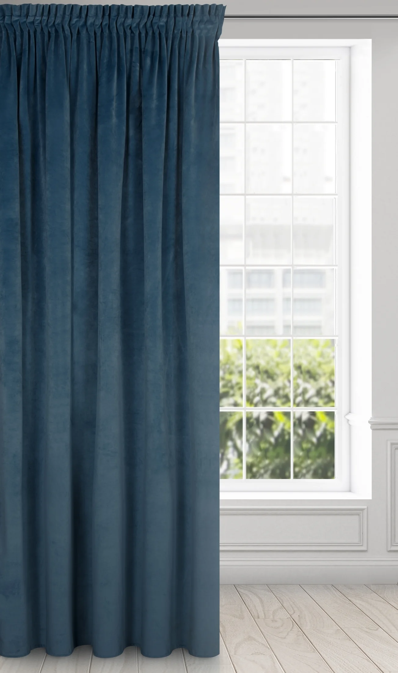 Zasłona granatowa z ekskluzywnego aksamitnego welwetu 290 g/m2 140x270 cm taśma - RIA - Diva Line