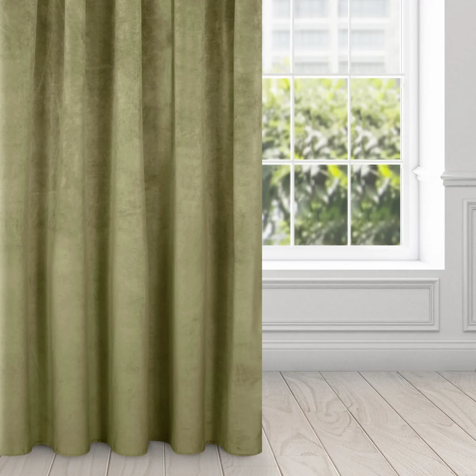 Zasłona oliwkowa z ekskluzywnego aksamitnego welwetu 290 g/m2 140x270 cm taśma - RIA - Diva Line