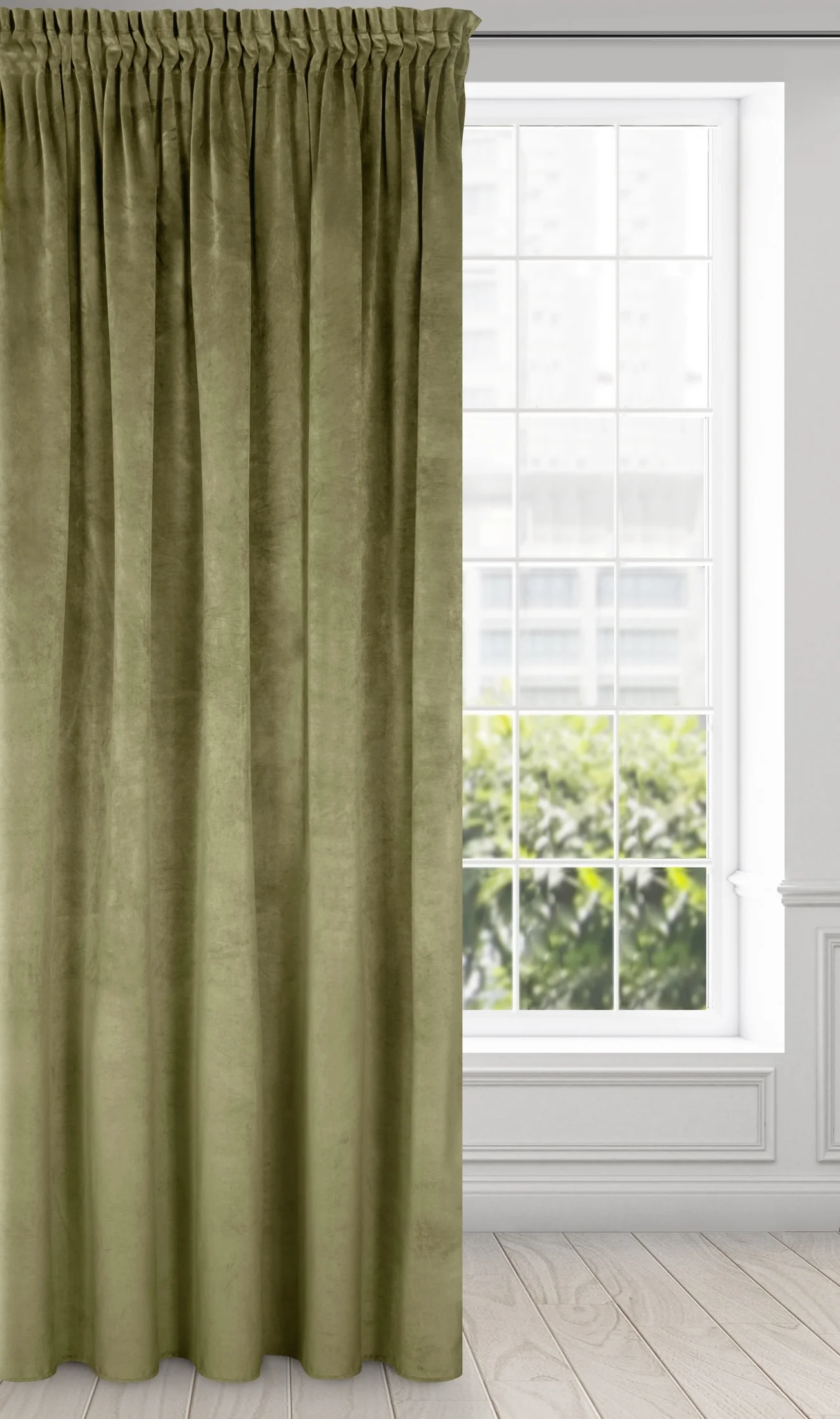 Zasłona oliwkowa z ekskluzywnego aksamitnego welwetu 290 g/m2 140x270 cm taśma - RIA - Diva Line