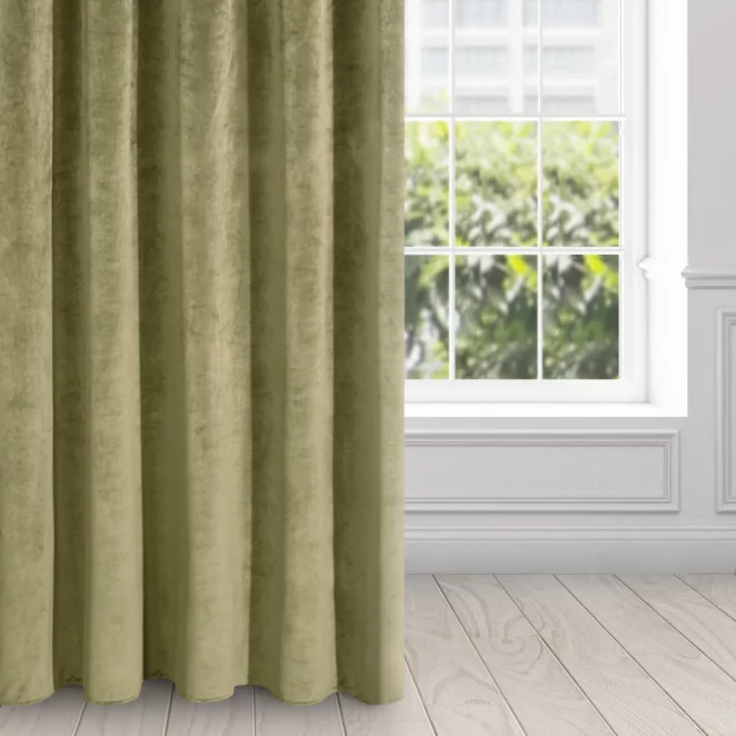 Zasłona oliwkowa z ekskluzywnego aksamitnego welwetu 290 g/m2 140x250 cm 10 szt. przelotek - RIA - Diva Line