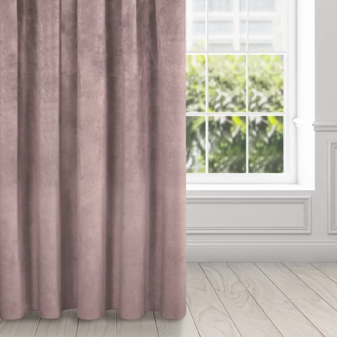 Zasłona pudrowo różowa z ekskluzywnego aksamitnego welwetu 290 g/m2 140x270 cm taśma - RIA - Diva Line