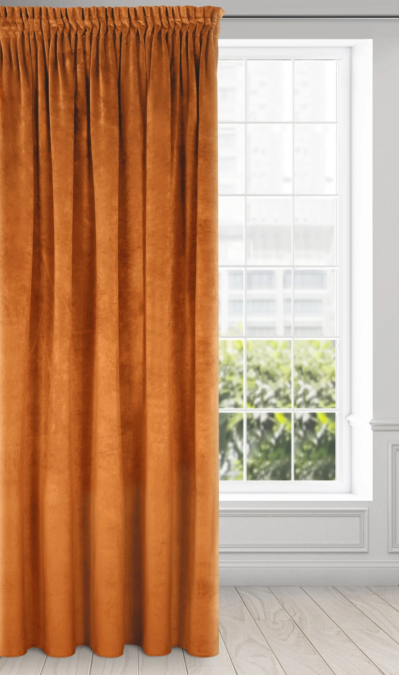 Zasłona ruda z ekskluzywnego aksamitnego welwetu 290 g/m2 140x270 cm taśma - RIA - Diva Line