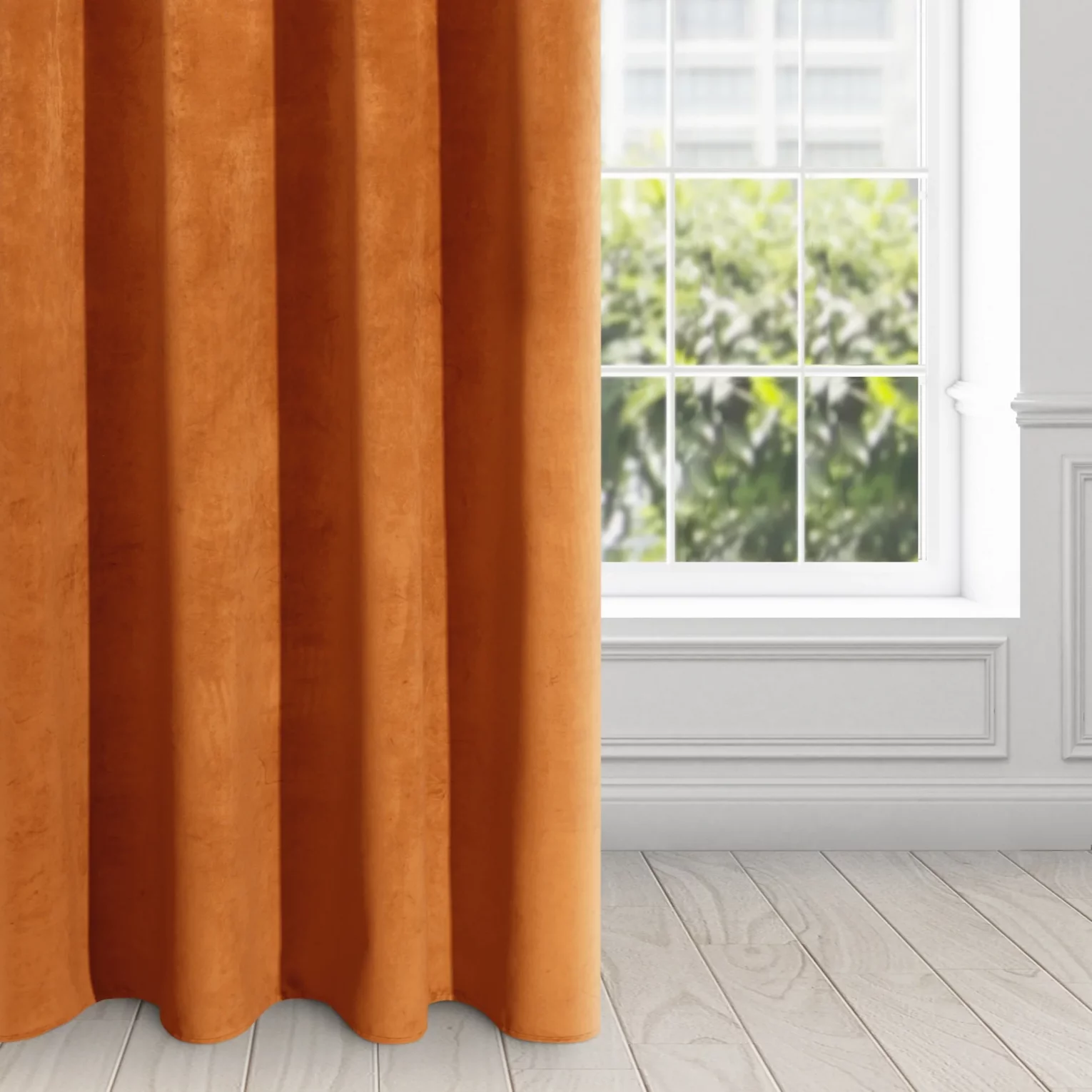 Zasłona ruda z ekskluzywnego aksamitnego welwetu 290 g/m2 140x250 cm 10 szt. przelotek - RIA - Diva Line